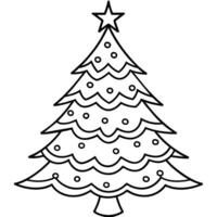 Natal árvore esboço ilustração digital coloração livro página linha arte desenhando vetor