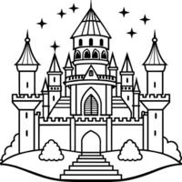 real castelo esboço ilustração digital coloração livro página linha arte desenhando vetor