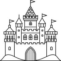 real castelo esboço ilustração digital coloração livro página linha arte desenhando vetor