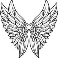 anjo asas esboço ilustração digital coloração livro página linha arte vetor