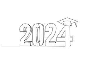 2024 ano carta placa ícone graduação celebração graduação boné universidade linha arte Projeto vetor