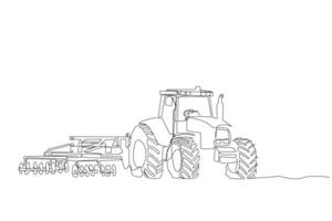 trator veículo agricultura solo terra o negócio indústria 1 linha arte Projeto vetor