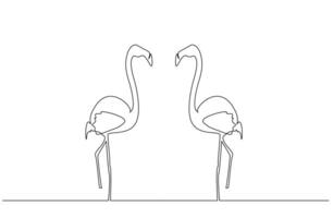 casal dentro amor flamingo pássaro juntos amor vida linha arte Projeto vetor