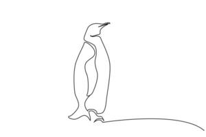 pinguim mamífero animal em pé cheio corpo comprimento vida linha arte Projeto vetor