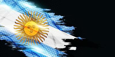 Argentina bandeira dentro grunge escova pintura estilo com meio-tom e brilhando luz efeitos. argentina bandeira dentro grunge conceito vetor