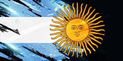 Argentina bandeira dentro grunge escova pintura estilo com meio-tom efeito. argentina bandeira dentro grunge conceito vetor