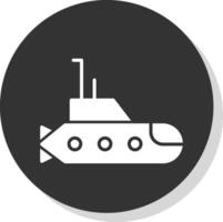 submarino glifo cinzento círculo ícone vetor