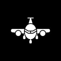 ícone invertido de glifo de avião vetor