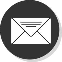 o email glifo cinzento círculo ícone vetor