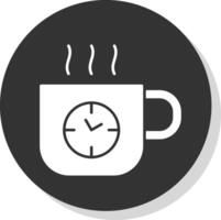 café Tempo glifo cinzento círculo ícone vetor