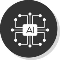 artificial inteligência glifo cinzento círculo ícone vetor