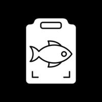 peixe cozinhando glifo invertido ícone vetor