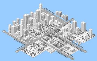 ilustração 3D isométrica do bairro da cidade com casas vetor