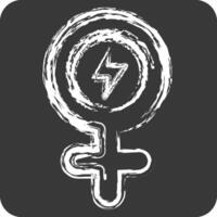ícone menina poder. relacionado para mulher dia símbolo. giz estilo. simples Projeto ilustração vetor