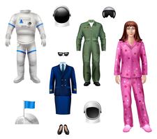 Pack de garota de astronauta vetor