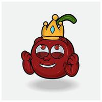 feliz expressão com cereja fruta coroa mascote personagem desenho animado. vetor