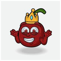 não conhecer sorrir expressão com cereja fruta coroa mascote personagem desenho animado. vetor