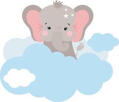 fofa pequeno elefante dentro a nuvens vetor