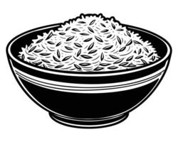 arroz Comida Preto e branco linha arte desenhando ilustração vetor