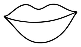 mão desenhado lábios ícone dentro simples rabisco estilo. mulher boca com linhas. monocromático Projeto vetor