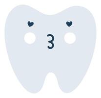 cinzento dente beijo amor emoji ícone. fofa saudável dente personagem. objeto remédio símbolo plano arte. desenho animado elemento para dental clínica projeto, poster vetor