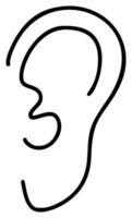 orelha, audição linha ícone, esboço sinal, linear estilo pictograma isolado em branco. símbolo, logotipo ilustração vetor