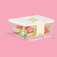 ilustração de caixa de plástico de salada de frutas vetor