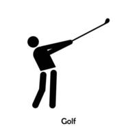golfe plano Preto ícone isolado em branco fundo vetor