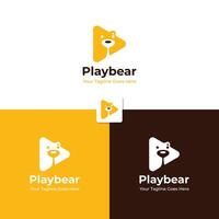 Urso logotipo Projeto combinado com jogar ícone vetor
