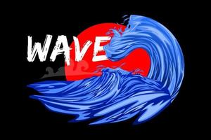 wave retro vintage design vetor