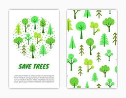 cartão modelos com escandinavo árvores vetor