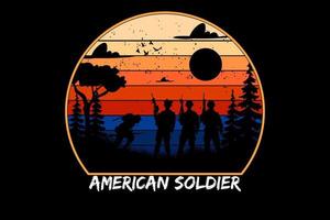Maquete de soldado americano com design retro vintage vetor