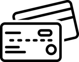 Preto linha ícone para crédito cartão vetor