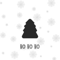 silhueta negra de uma árvore de Natal com flocos de neve. Feliz Natal e Feliz Ano Novo 2022. ilustração em vetor. ho ho ho. vetor