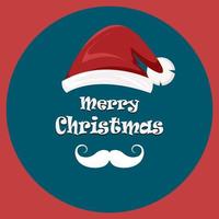 cartão de feliz natal com chapéu de Papai Noel e barba vetor