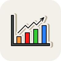 crescimento gráfico linha preenchidas branco sombra ícone vetor