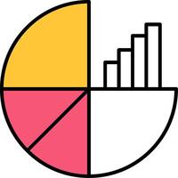 torta gráfico preenchidas metade cortar ícone vetor