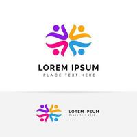 trabalho em equipe e vetor de design de logotipo da comunidade. modelo de design de logotipo para adoção e rede social