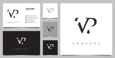 logotipo vp inicial e cartão de visita vetor