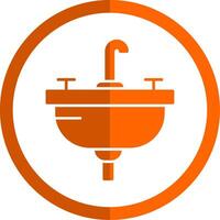 lavatório glifo laranja círculo ícone vetor