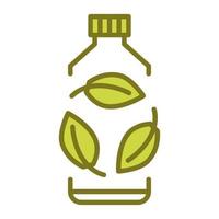 plástico biodegradável, sinal. garrafa de bio plástico com folhas verdes. volta-se para o conceito de planta. produção de material compostável ecologicamente correto. desperdício zero, conceito de proteção da natureza vetor