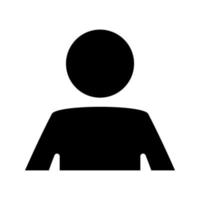 ícone de pessoa. ícone da interface do usuário. silhueta do símbolo simples do homem. um símbolo de glifo no design de seu site, logotipo, aplicativo, interface do usuário, webinar, bate-papo por vídeo vetor