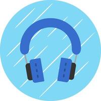 fones de ouvido plano azul círculo ícone vetor