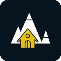 ícone de duas cores do glifo da casa da montanha vetor