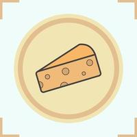 ícone de cor de fatia de queijo. queijo cheddar duro e poroso. ilustração vetorial isolada vetor