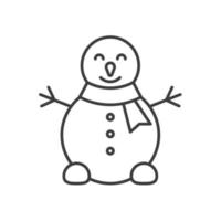 ícone linear de boneco de neve. ilustração de linha fina. símbolo de contorno. desenho de contorno isolado de vetor
