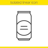 ícone linear de lata de cerveja. ilustração de linha fina. alumínio pode contornar o símbolo. desenho de contorno isolado de vetor