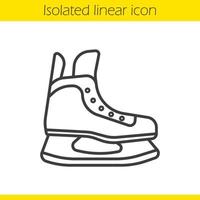 ícone linear de skate de hóquei no gelo. ilustração de linha fina. símbolo de contorno. desenho de contorno isolado de vetor