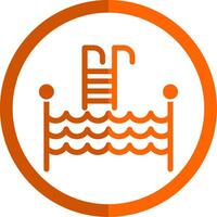 natação piscina glifo laranja círculo ícone vetor