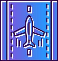 aterrissagem avião gradiente preenchidas ícone vetor